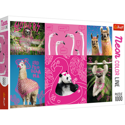 1000 Piece Jigsaw Puzzles, Crazy Animals, Silly Animals, Panda, Llama, Sloth, Flamingo, Adult Puzzles, Trefl 10594