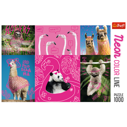 1000 Piece Jigsaw Puzzles, Crazy Animals, Silly Animals, Panda, Llama, Sloth, Flamingo, Adult Puzzles, Trefl 10594