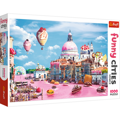 1000 Piece Jigsaw Puzzles, Funny Cities, Sweets in Venice, Colorful Puzzle of Venice with sweets, Adult Puzzles, Trefl 10598