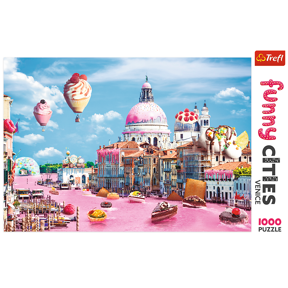 1000 Piece Jigsaw Puzzles, Funny Cities, Sweets in Venice, Colorful Puzzle of Venice with sweets, Adult Puzzles, Trefl 10598