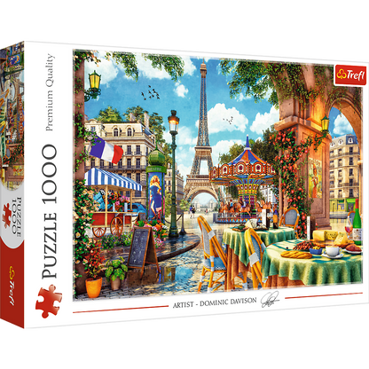 1000 Piece Jigsaw Puzzles, Parisian Morning, Puzzle of Paris France, Colorful Eiffel Tower and Café Puzzle, Adult Puzzles, Trefl 10622