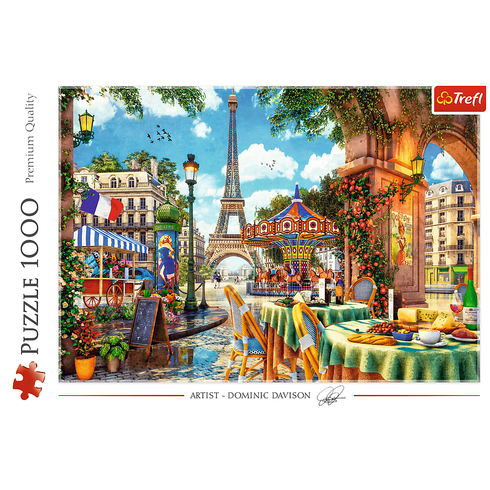 1000 Piece Jigsaw Puzzles, Parisian Morning, Puzzle of Paris France, Colorful Eiffel Tower and Café Puzzle, Adult Puzzles, Trefl 10622