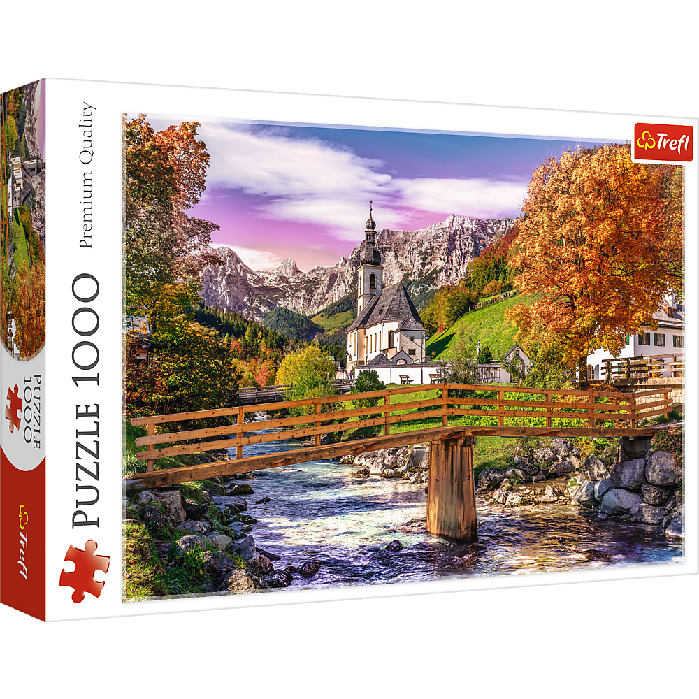 1000 Piece Jigsaw Puzzles, Bavaria in Autumn, German Landscape Puzzle with the Alps, Village and River, Adult Puzzles, Trefl 10623