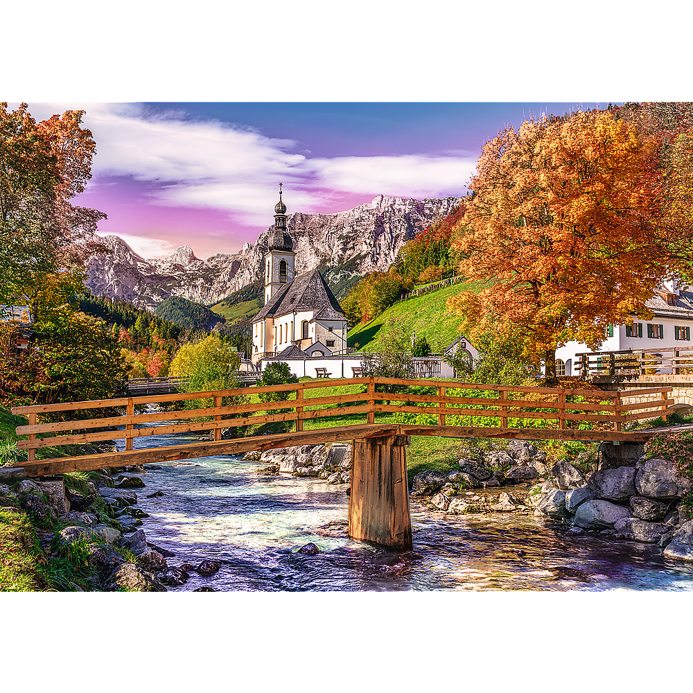 1000 Piece Jigsaw Puzzles, Bavaria in Autumn, German Landscape Puzzle with the Alps, Village and River, Adult Puzzles, Trefl 10623