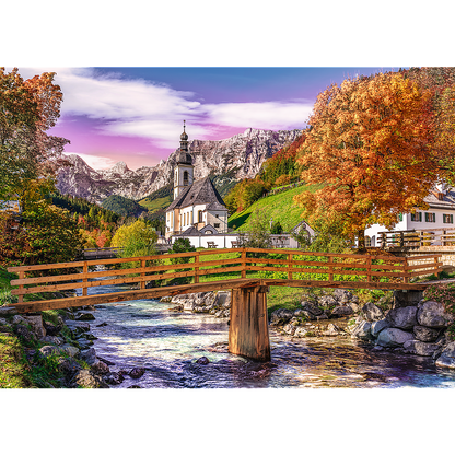 1000 Piece Jigsaw Puzzles, Bavaria in Autumn, German Landscape Puzzle with the Alps, Village and River, Adult Puzzles, Trefl 10623