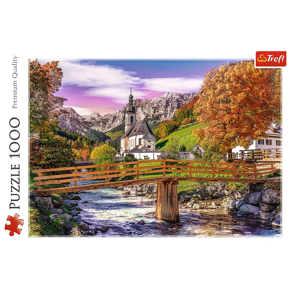 1000 Piece Jigsaw Puzzles, Bavaria in Autumn, German Landscape Puzzle with the Alps, Village and River, Adult Puzzles, Trefl 10623