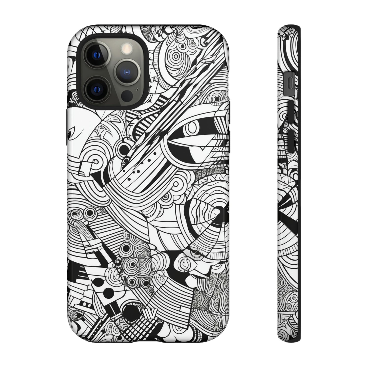 B&W ABSTRACT DOODLE | Tough Phone Case