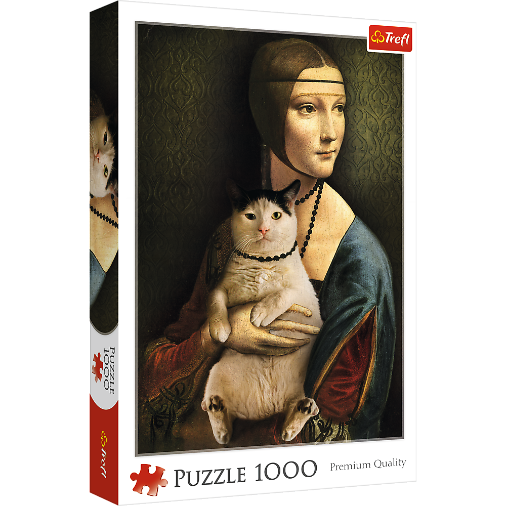 1000 Piece Jigsaw Puzzles - Lady with a cat, Leonardo da Vinci, Adult Puzzles, Trefl 10663