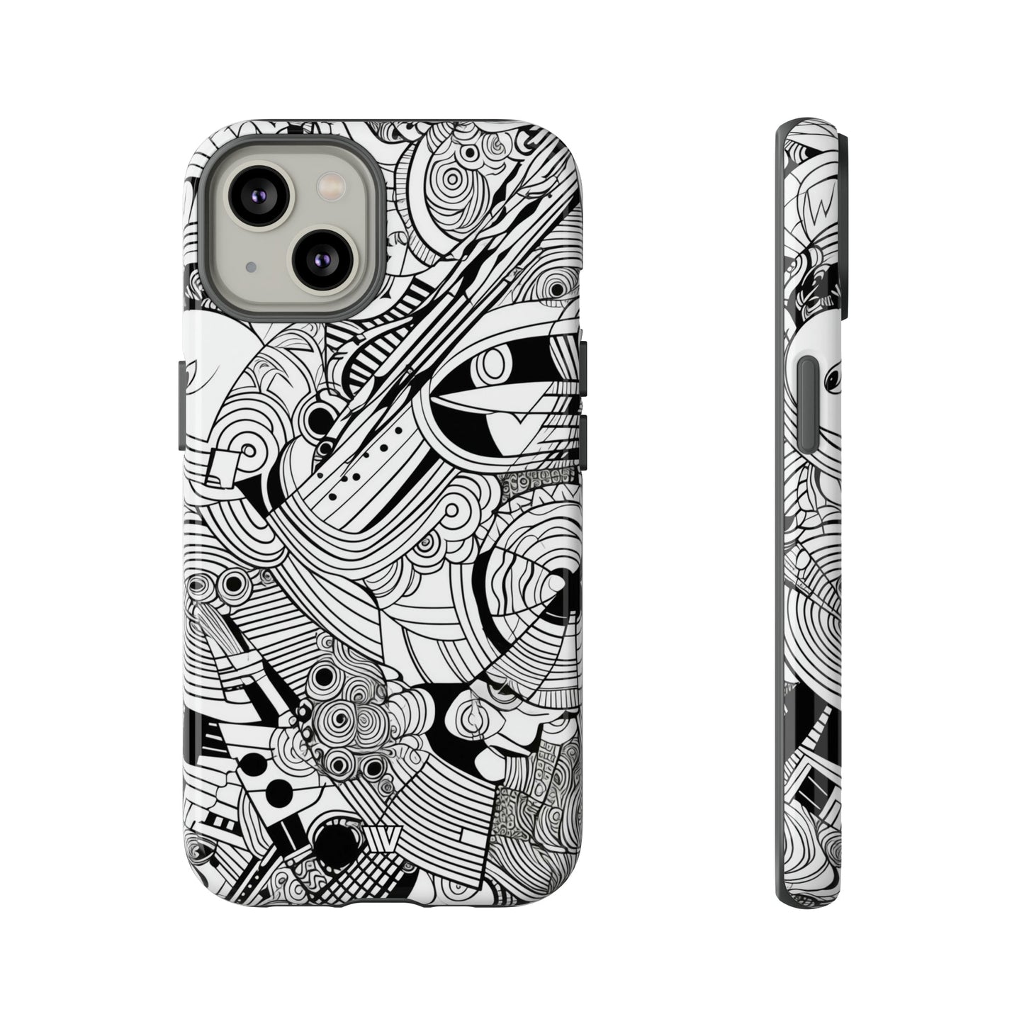 B&W ABSTRACT DOODLE | Tough Phone Case