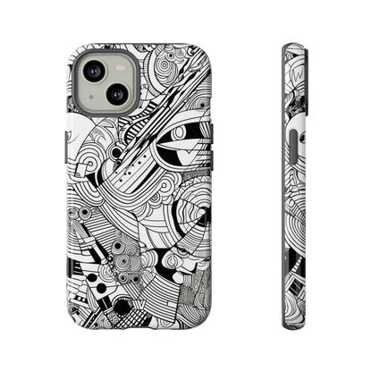 B&W ABSTRACT DOODLE | Tough Phone Case