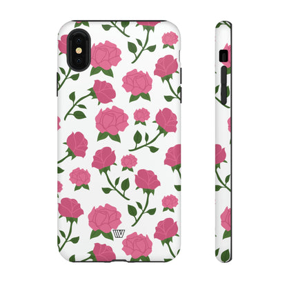 PINK ROSES ON WHITE | Tough Phone Case