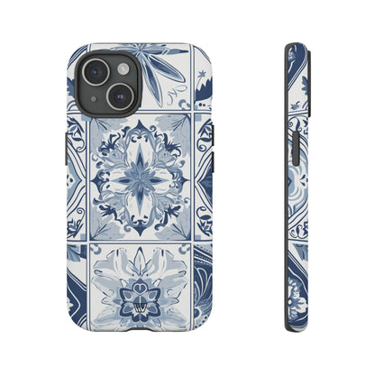 BLUE WHITE TILE | Tough Phone Case