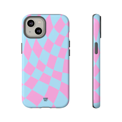 BLUE PINK CURVY CHECKERBOARD | Tough Phone Case