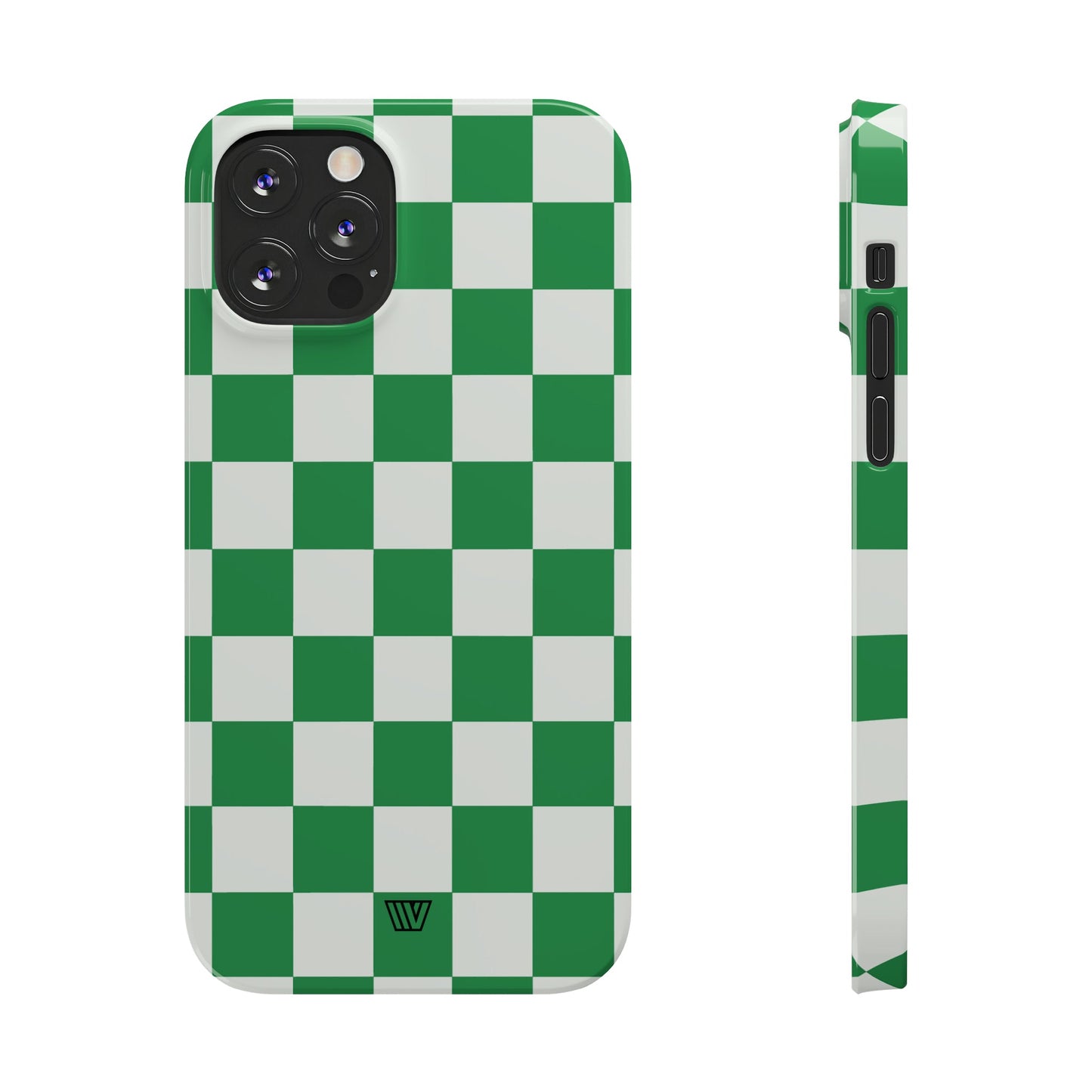 GREEN WHITE CHECKERBOARD | Slim iPhone Case