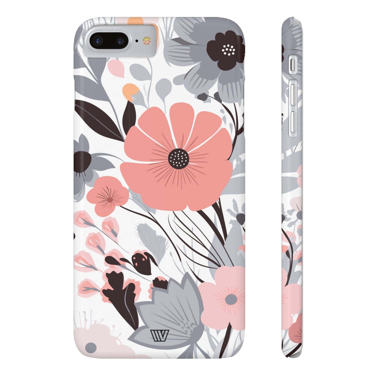 GRAY PASTEL FLOWERS | Slim iPhone Case