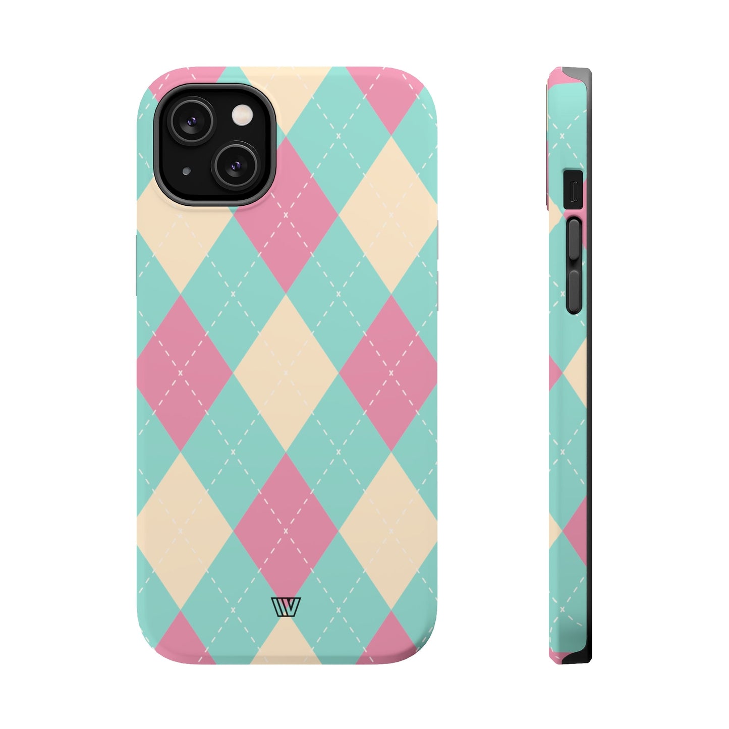 BLUE PINK BEIGE ARGYLE | MagSafe Tough iPhone Case