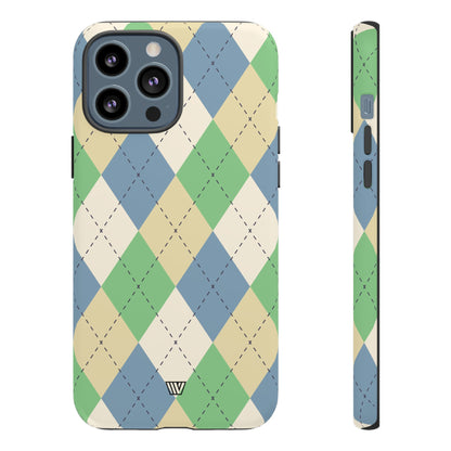 GREEN BLUE BEIGE ARGYLE | Tough Phone Case