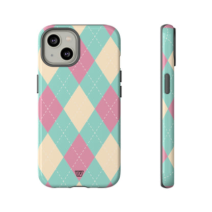 BLUE PINK BEIGE ARGYLE | Tough Phone Case