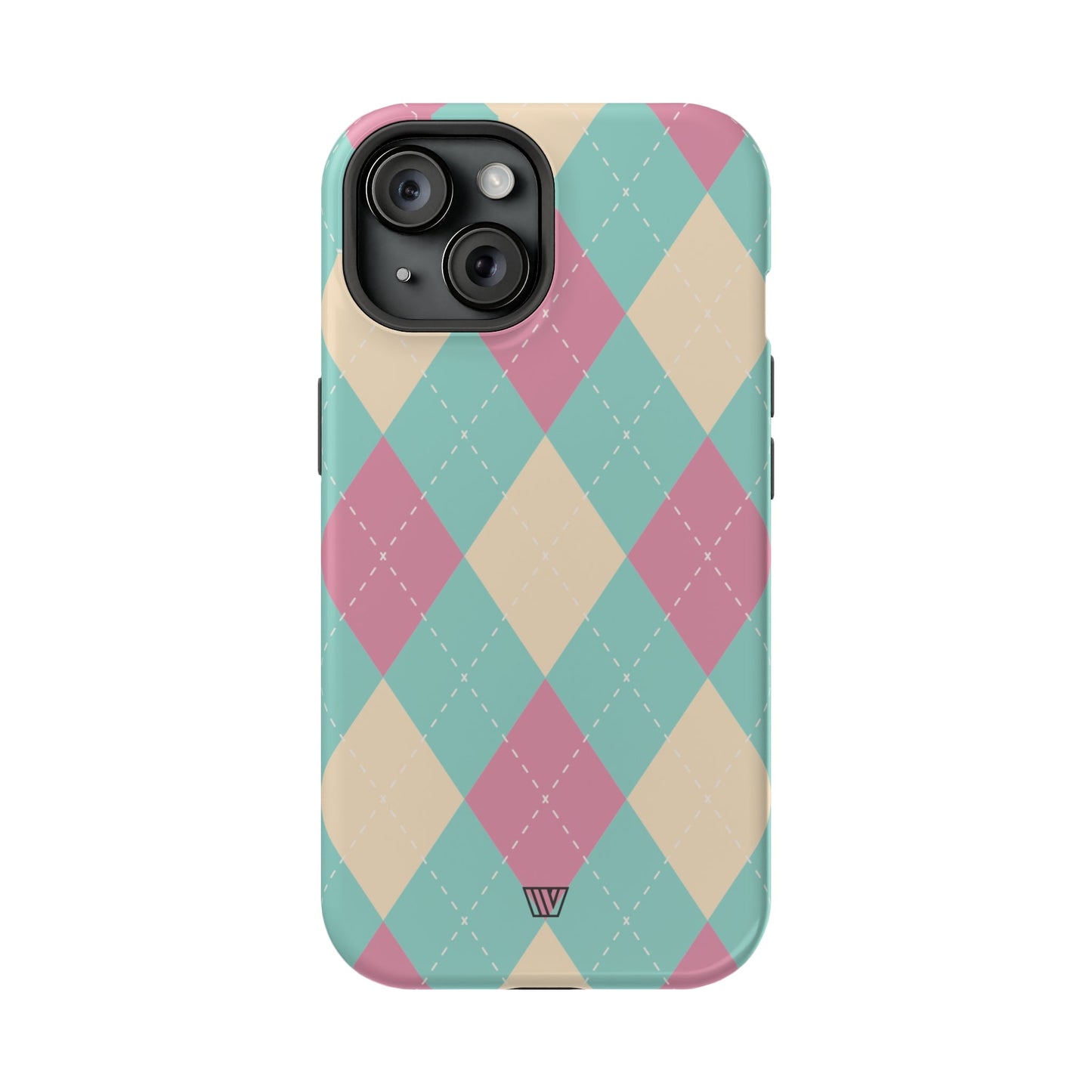 BLUE PINK BEIGE ARGYLE | MagSafe Tough iPhone Case