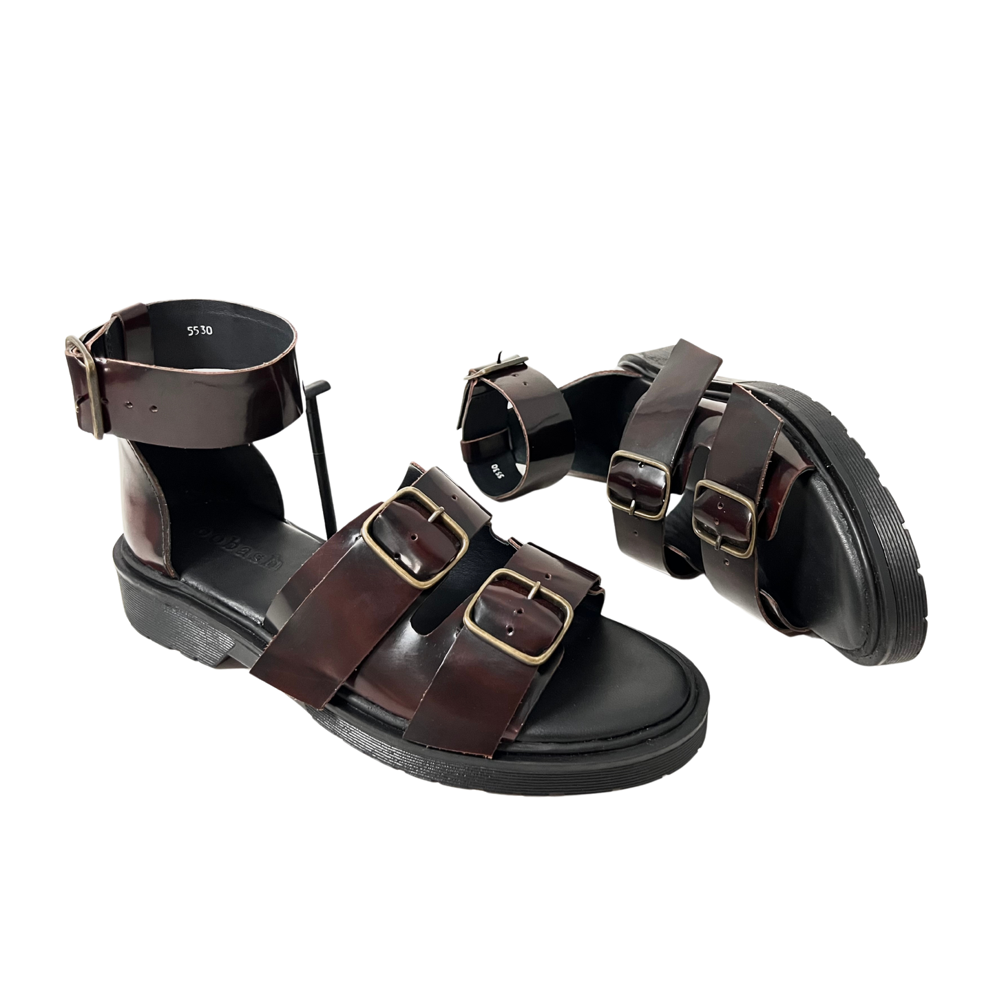 Blake double buckle chunky sandal burgundy