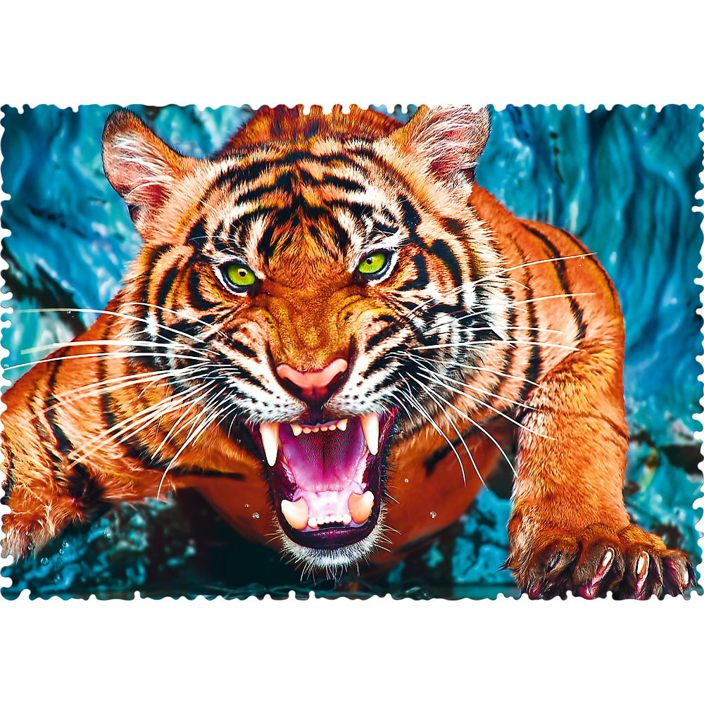 Crazy Shape 600 Piece Jigsaw Puzzles, Facing a Tiger, Animal Puzzle with Tiger, Adult Puzzles, Trefl 11110