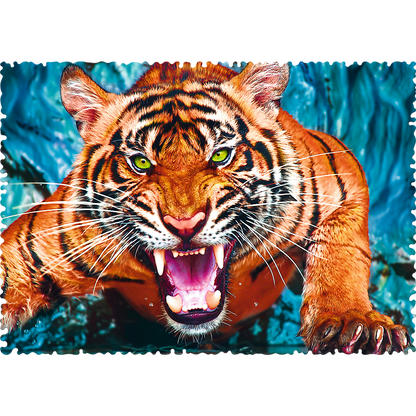 Crazy Shape 600 Piece Jigsaw Puzzles, Facing a Tiger, Animal Puzzle with Tiger, Adult Puzzles, Trefl 11110