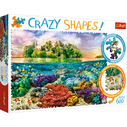 Crazy Shape 600 Piece Jigsaw Puzzles, Tropical Island, Puzzle with Underwater Ocean Scene and Coral Reef, Adult Puzzles, Trefl 11113