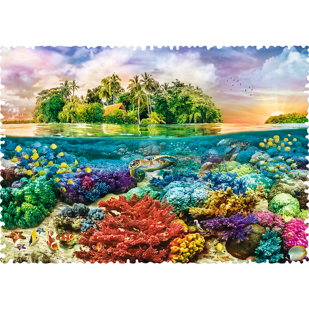 Crazy Shape 600 Piece Jigsaw Puzzles, Tropical Island, Puzzle with Underwater Ocean Scene and Coral Reef, Adult Puzzles, Trefl 11113