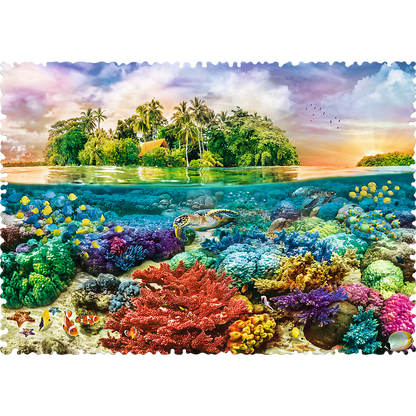 Crazy Shape 600 Piece Jigsaw Puzzles, Tropical Island, Puzzle with Underwater Ocean Scene and Coral Reef, Adult Puzzles, Trefl 11113