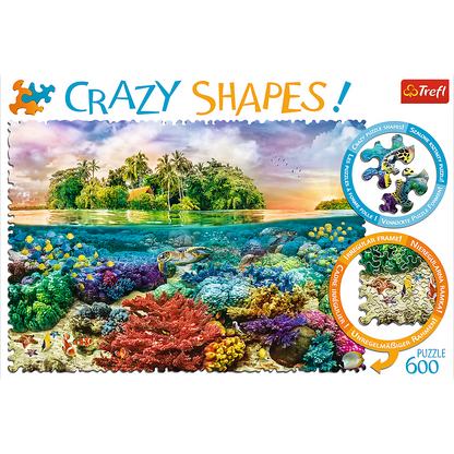 Crazy Shape 600 Piece Jigsaw Puzzles, Tropical Island, Puzzle with Underwater Ocean Scene and Coral Reef, Adult Puzzles, Trefl 11113