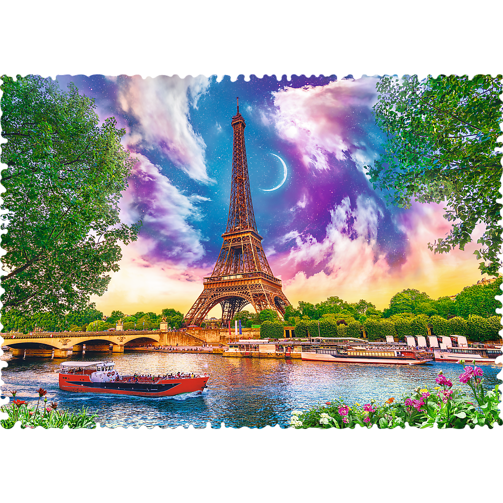 Crazy Shape 600 Piece Jigsaw Puzzles, Sky Over Paris, Puzzle of France, Eiffel Tower and French Cityscape, Adult Puzzles, Trefl 11115