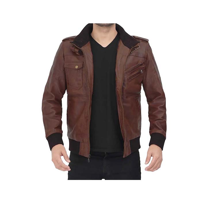 Guerrilla Hooded Bomber Leather Jacket