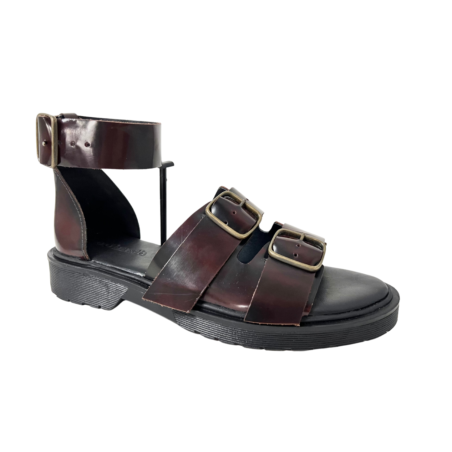 Blake double buckle chunky sandal burgundy