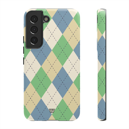 GREEN BLUE BEIGE ARGYLE | Tough Phone Case