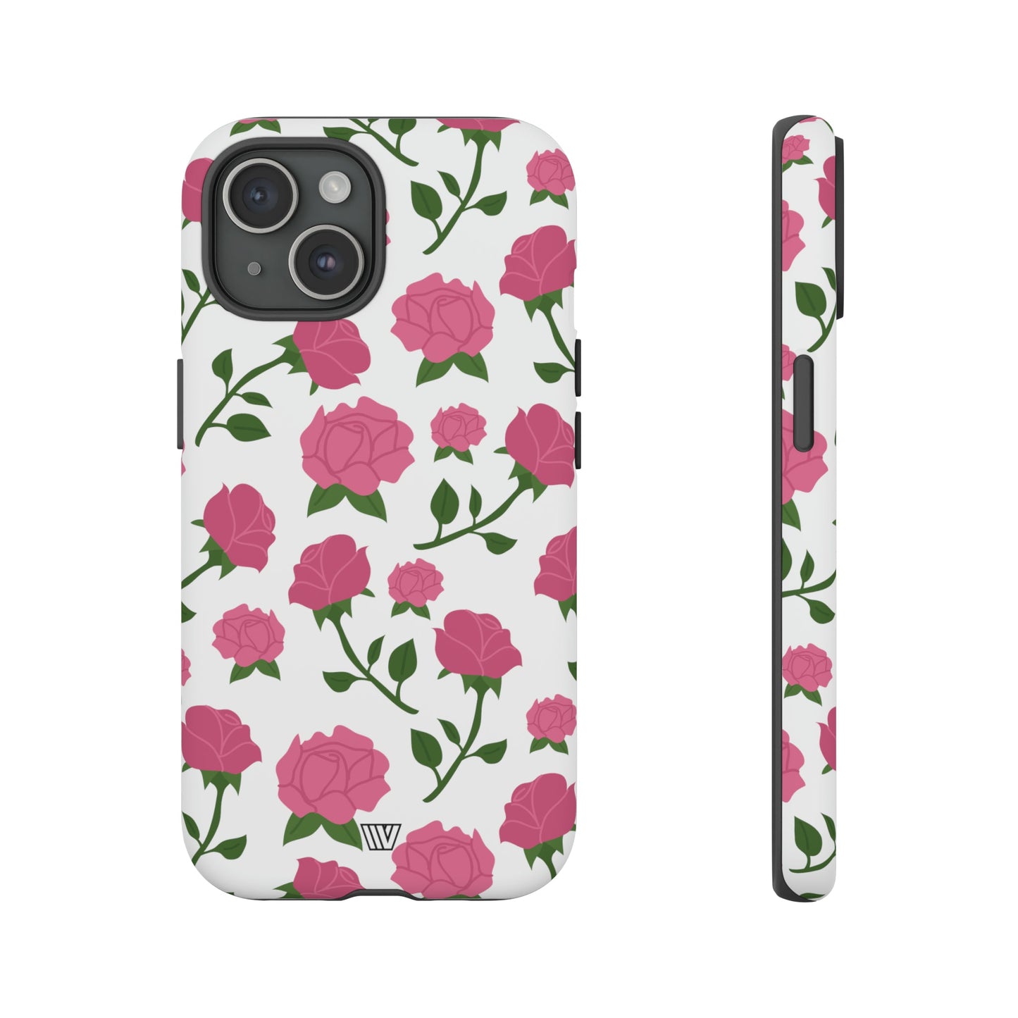 PINK ROSES ON WHITE | Tough Phone Case