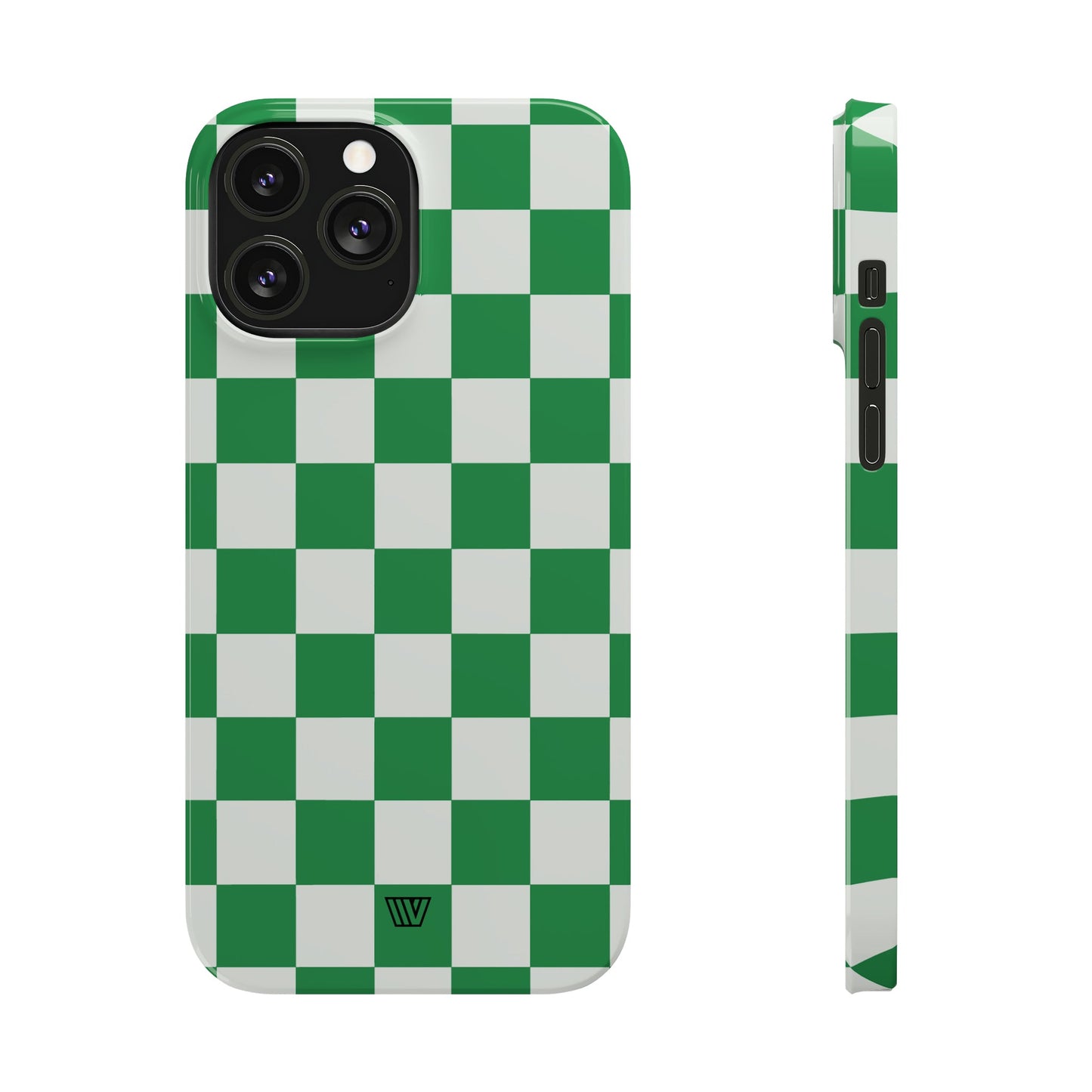 GREEN WHITE CHECKERBOARD | Slim iPhone Case