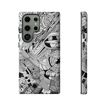 B&W ABSTRACT DOODLE | Tough Phone Case