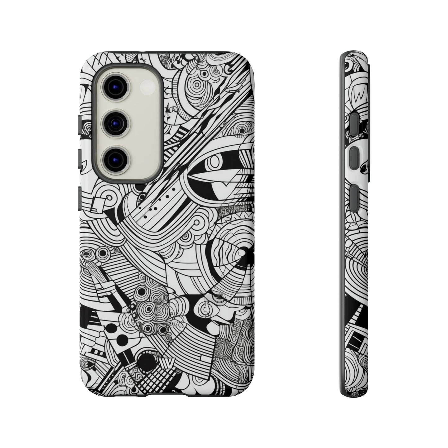 B&W ABSTRACT DOODLE | Tough Phone Case