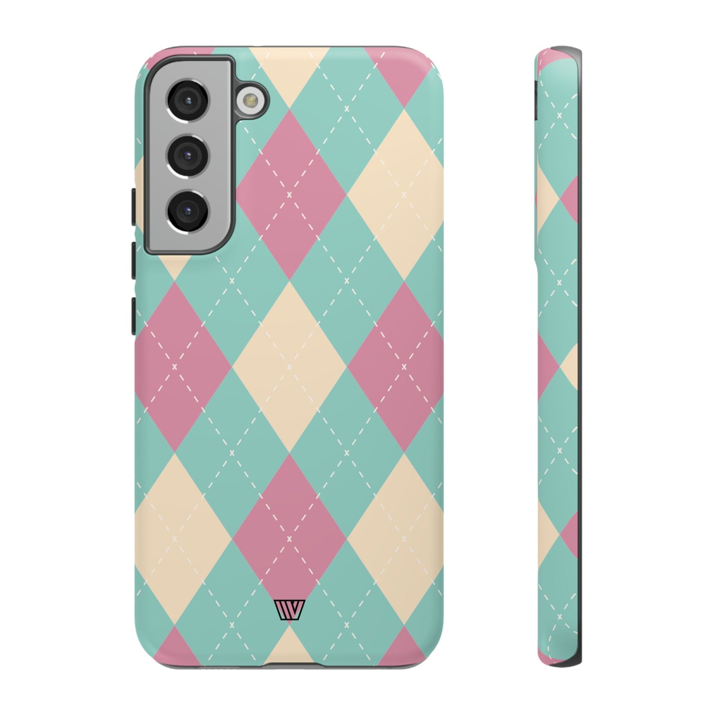 BLUE PINK BEIGE ARGYLE | Tough Phone Case