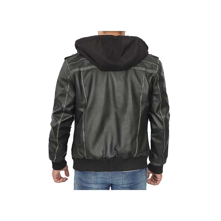 Guerrilla Black Hooded Bomber Jacket