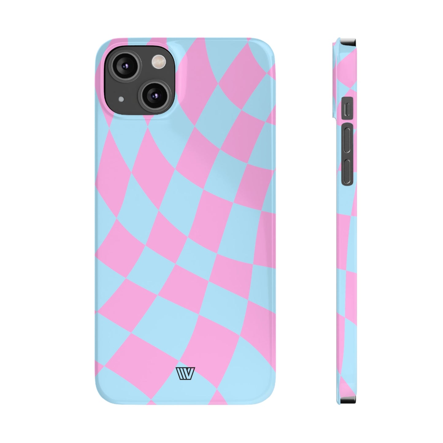 BLUE PINK CURVY CHECKERBOARD | Slim iPhone Case