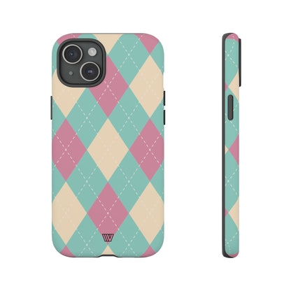 BLUE PINK BEIGE ARGYLE | Tough Phone Case