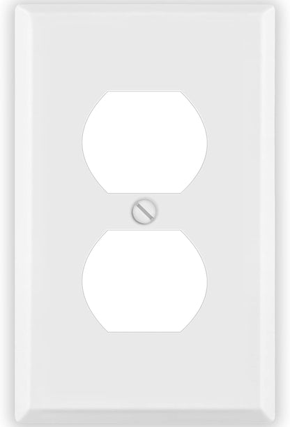 1 Gang White Metal Duplex Receptacle Wall Plate