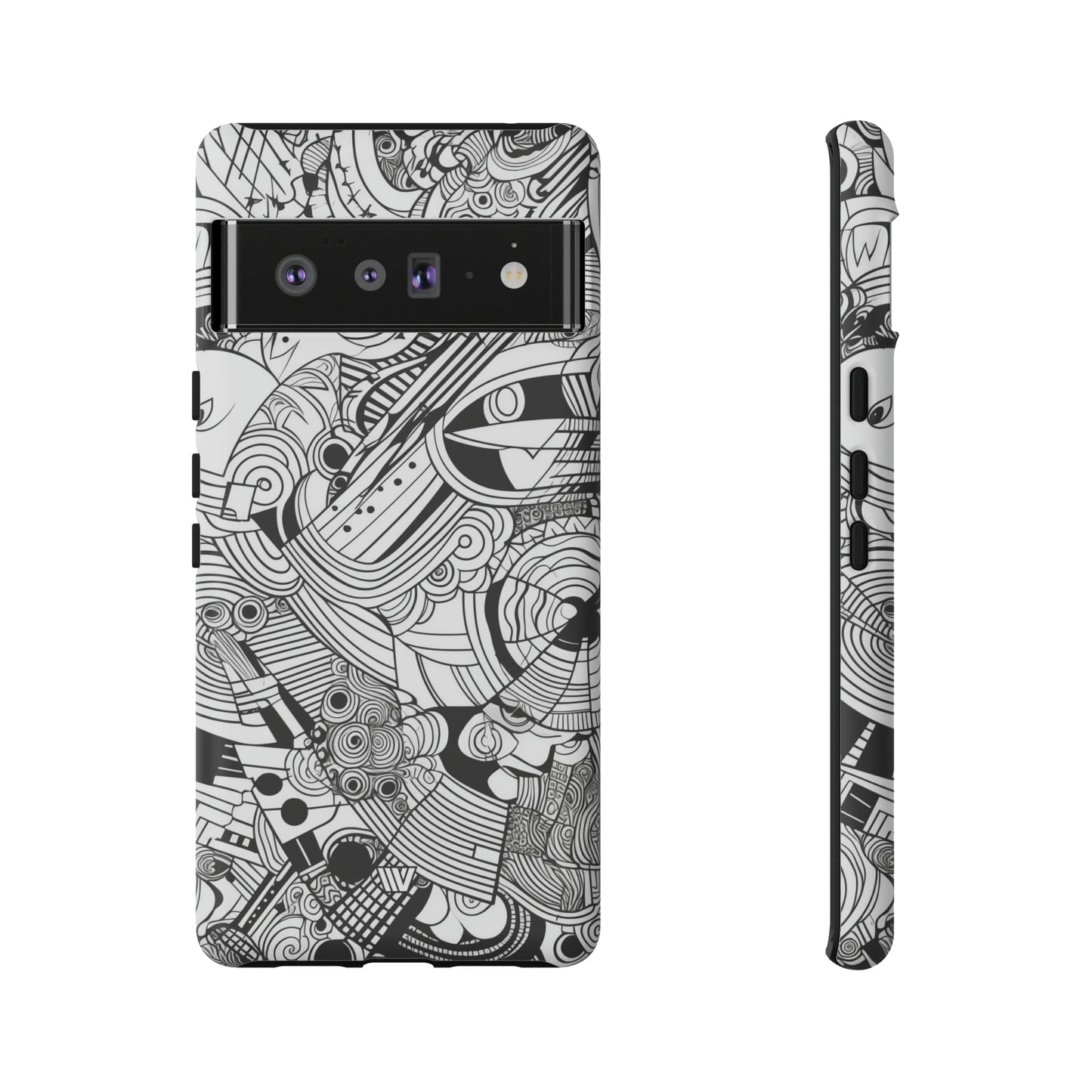 B&W ABSTRACT DOODLE | Tough Phone Case