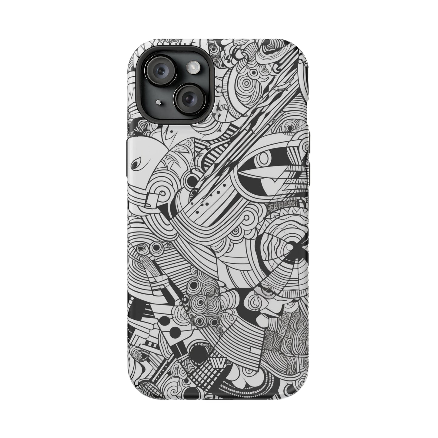 B&W ABSTRACT DOODLE | MagSafe Tough iPhone Case