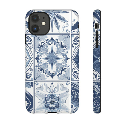 BLUE WHITE TILE | Tough Phone Case