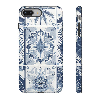 BLUE WHITE TILE | Tough Phone Case