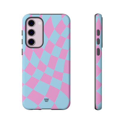 BLUE PINK CURVY CHECKERBOARD | Tough Phone Case