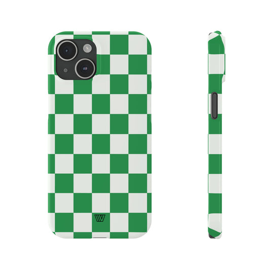 GREEN WHITE CHECKERBOARD | Slim iPhone Case