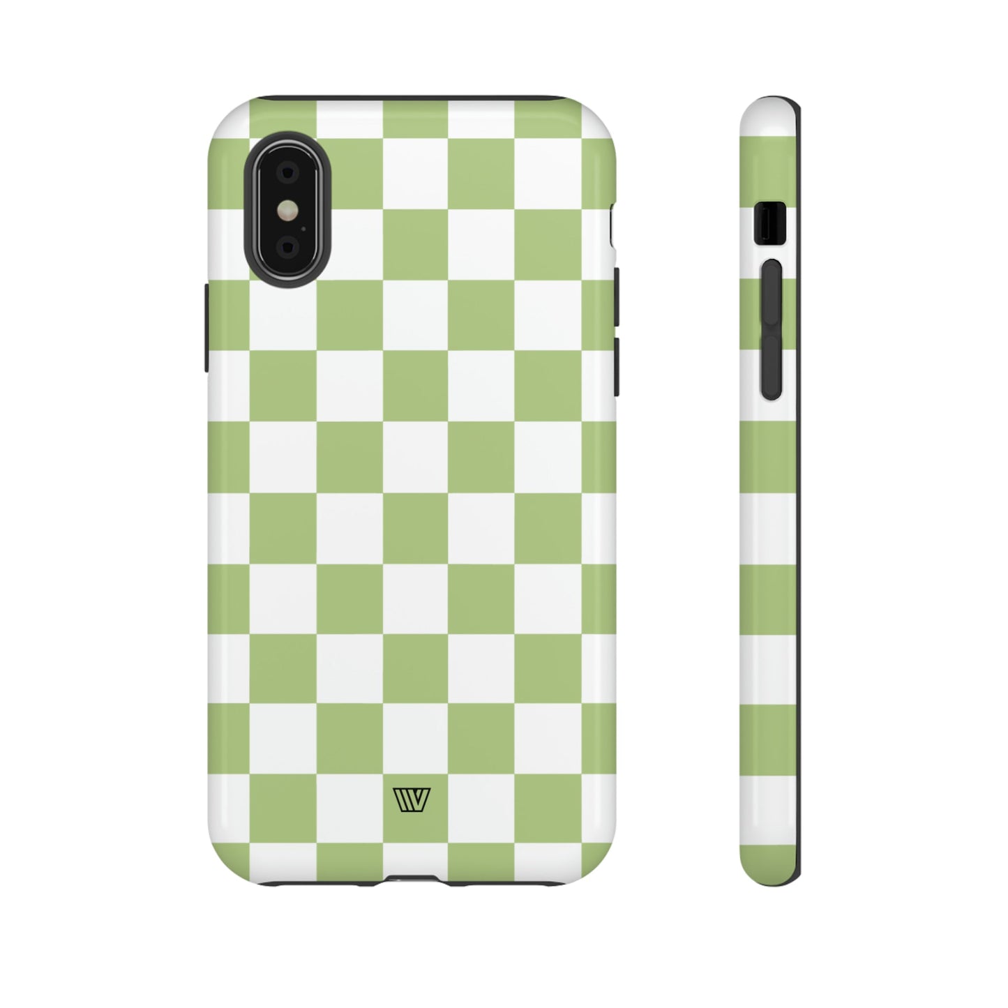 PALE OLIVE WHITE CHECKERBOARD | Tough Phone Case